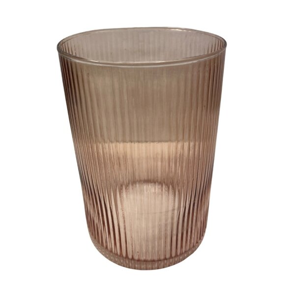 Other - Pink Ribbed Glass Vase 6.5" Tall Vintage-Style Cylinder For Home Decor/Floral
